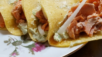 Steelhead Trout Tacos with Avocado Cream Sauce